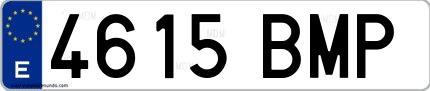 Ejemplo de matrícula española 4615 BMP