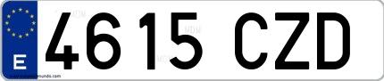 Ejemplo de matrícula española 4615 CZD
