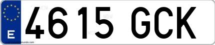 Ejemplo de matrícula española 4615 GCK