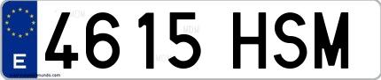 Ejemplo de matrícula española 4615 HSM