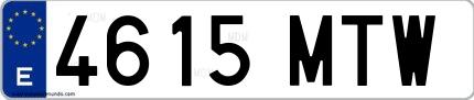 Ejemplo de matrícula española 4615 MTW