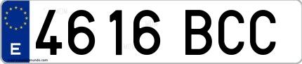 Ejemplo de matrícula española 4616 BCC