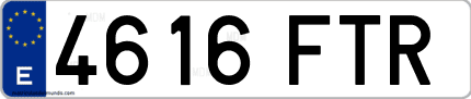 Ejemplo de matrícula de coche ordinaria 4616 FTR