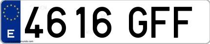 Ejemplo de matrícula española 4616 GFF