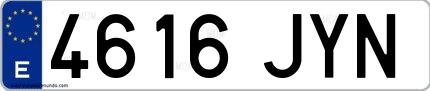 Ejemplo de matrícula española 4616 JYN