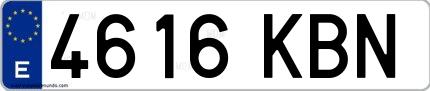 Ejemplo de matrícula española 4616 KBN