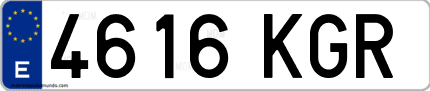 Ejemplo de matrícula de coche ordinaria 4616 KGR