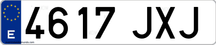 Ejemplo de matrícula de coche ordinaria 4617 JXJ