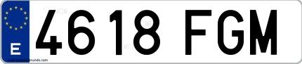 Ejemplo de matrícula española 4618 FGM