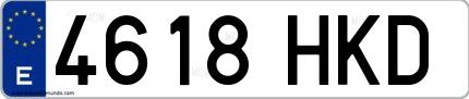 Ejemplo de matrícula española 4618 HKD