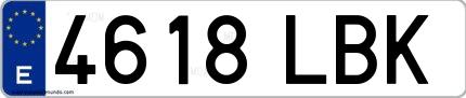 Ejemplo de matrícula española 4618 LBK