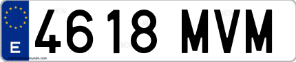 Ejemplo de matrícula de coche ordinaria 4618 MVM