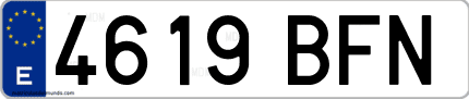 Ejemplo de matrícula de coche ordinaria 4619 BFN