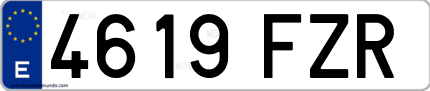 Ejemplo de matrícula de coche ordinaria 4619 FZR