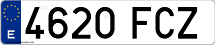 Ejemplo de matrícula de coche ordinaria 4620 FCZ