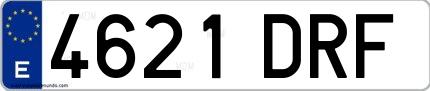 Ejemplo de matrícula española 4621 DRF