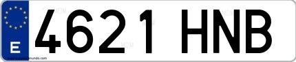 Ejemplo de matrícula española 4621 HNB