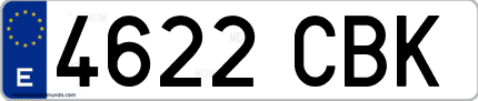 Ejemplo de matrícula de coche ordinaria 4622 CBK