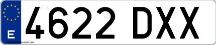 Ejemplo de matrícula española 4622 DXX