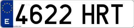 Ejemplo de matrícula de coche ordinaria 4622 HRT