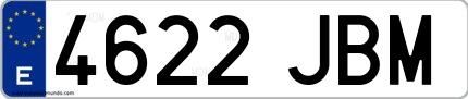 Ejemplo de matrícula española 4622 JBM