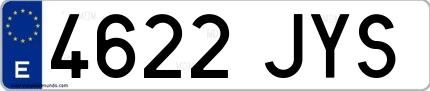 Ejemplo de matrícula española 4622 JYS