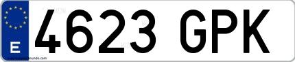 Ejemplo de matrícula española 4623 GPK