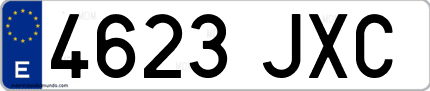 Ejemplo de matrícula de coche ordinaria 4623 JXC