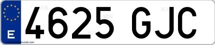 Ejemplo de matrícula española 4625 GJC