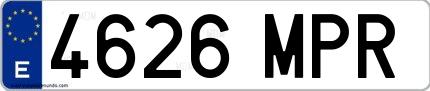 Ejemplo de matrícula española 4626 MPR