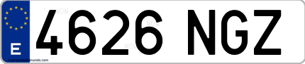Ejemplo de matrícula de coche ordinaria 4626 NGZ