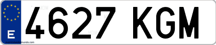 Ejemplo de matrícula de coche ordinaria 4627 KGM