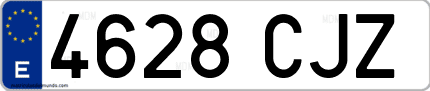Ejemplo de matrícula de coche ordinaria 4628 CJZ