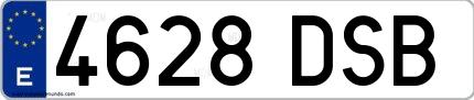 Ejemplo de matrícula española 4628 DSB