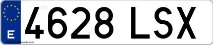 Ejemplo de matrícula española 4628 LSX