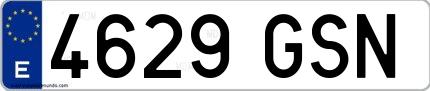Ejemplo de matrícula española 4629 GSN