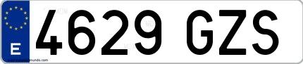 Ejemplo de matrícula española 4629 GZS