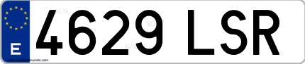 Ejemplo de matrícula de coche ordinaria 4629 LSR