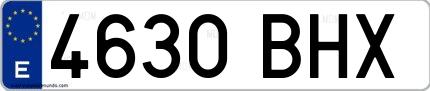 Ejemplo de matrícula española 4630 BHX