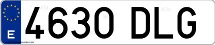 Ejemplo de matrícula española 4630 DLG