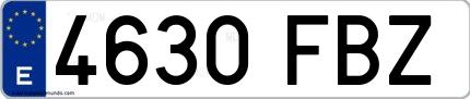 Ejemplo de matrícula española 4630 FBZ