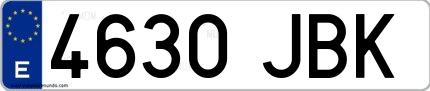 Ejemplo de matrícula española 4630 JBK