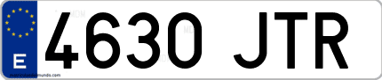 Ejemplo de matrícula de coche ordinaria 4630 JTR