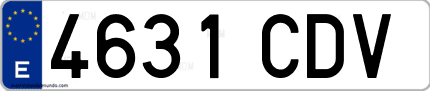 Ejemplo de matrícula de coche ordinaria 4631 CDV