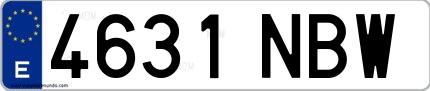 Ejemplo de matrícula española 4631 NBW