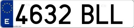 Ejemplo de matrícula española 4632 BLL