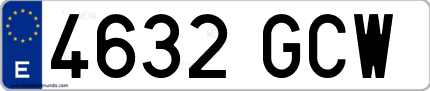 Ejemplo de matrícula de coche ordinaria 4632 GCW