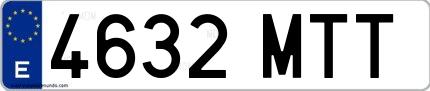 Ejemplo de matrícula española 4632 MTT
