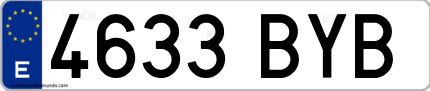 Ejemplo de matrícula de coche ordinaria 4633 BYB