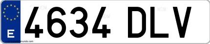 Ejemplo de matrícula española 4634 DLV